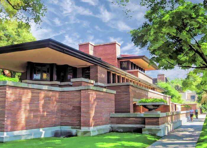 Chicago Greeting Card featuring the painting Frank Lloyd Wright Robie House by Christopher Arndt