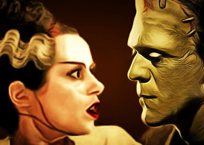 Wingsdomain Greeting Card featuring the photograph Frankenstein and The Bride I Have Love In Me The Likes Of Which You Can Scarcely Imagine 20170407 sq by Wingsdomain Art and Photography