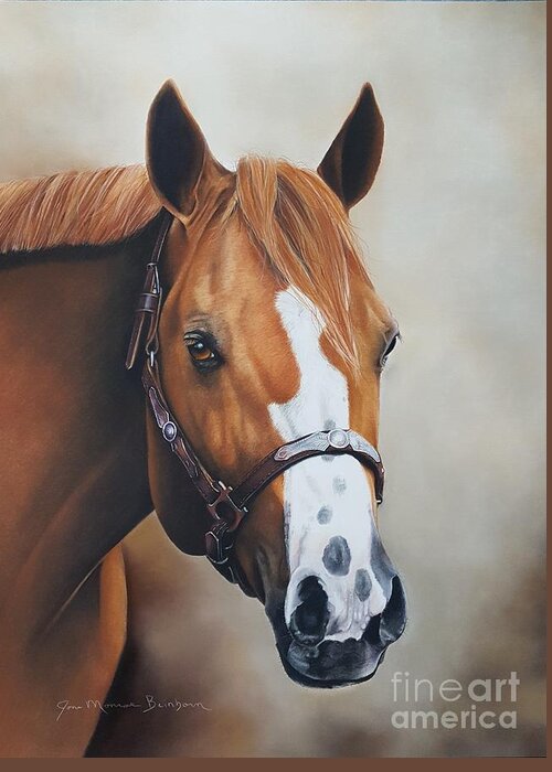 Equine Portraits Greeting Card featuring the pastel Freckles by Joni Beinborn