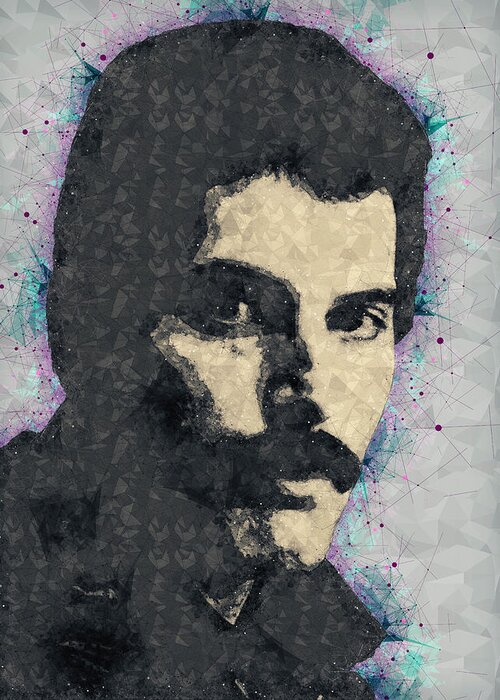 Freddie Mercury Greeting Card featuring the mixed media Freddie Mercury Illustration by Studio Grafiikka
