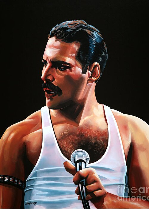 Freddie Mercury Greeting Card featuring the painting Freddie Mercury by Paul Meijering