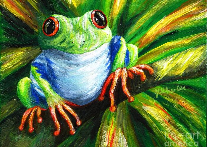 Frog Greeting Card featuring the painting Freddy by JoAnn Wheeler