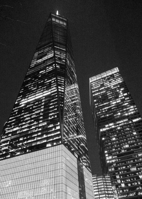 Canon Greeting Card featuring the photograph Freedom Tower in Black and White by SR Green