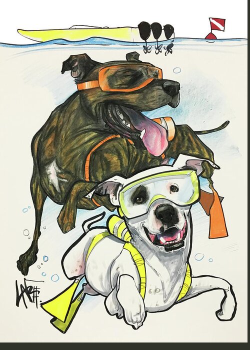 Pet Portrait Greeting Card featuring the drawing French 3410 BAILEY and SHINER by John LaFree