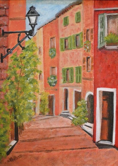France Greeting Card featuring the painting French Alley by Nancy Sisco