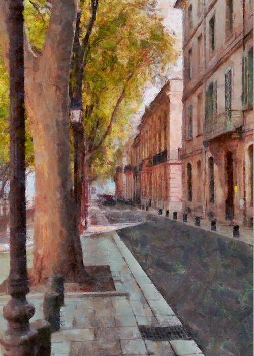 Nimes Greeting Card featuring the photograph French Boulevard by Scott Carruthers