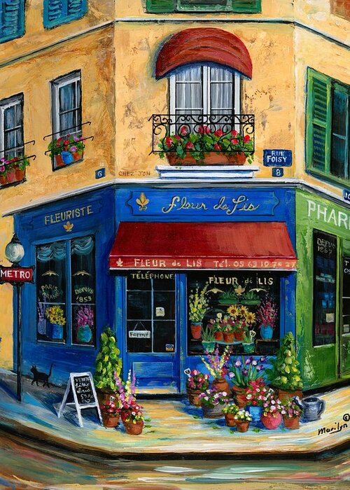 French Flower Shop Greeting Card for Sale by Marilyn Dunlap