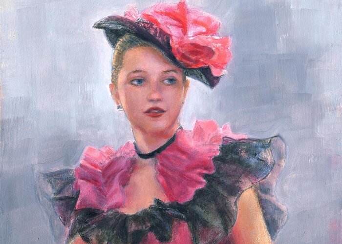 Girl Greeting Card featuring the painting French Girl by Sue Halstenberg