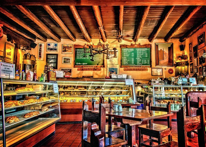 La Fonda Greeting Card featuring the photograph French Pastry Shop by Diana Powell