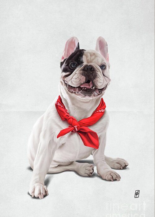 Illustration Greeting Card featuring the digital art Frenchie Wordless by Rob Snow