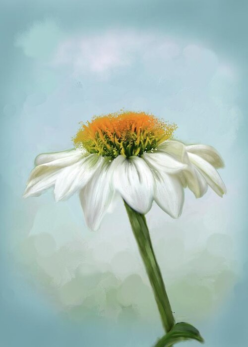 White Cone Flower With Orange Stamin Greeting Card featuring the photograph Fresh Cone Flower by Mary Timman