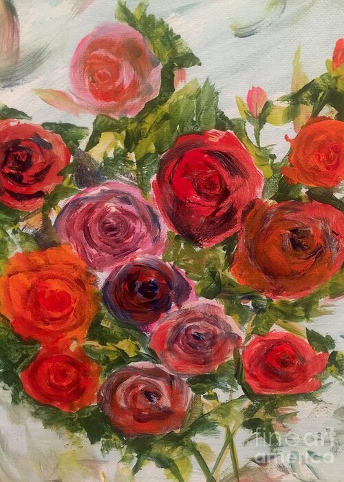 Roses Painting Greeting Card featuring the painting Fresh cut Roses by Trilby Cole