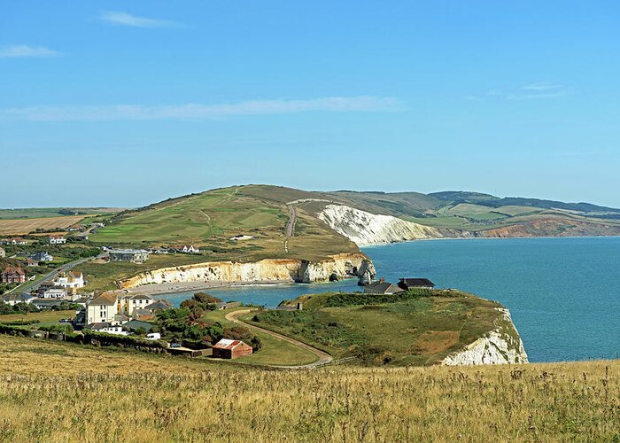 Britain Greeting Card featuring the photograph Freshwater Bay From Tennyson Down by Rod Johnson