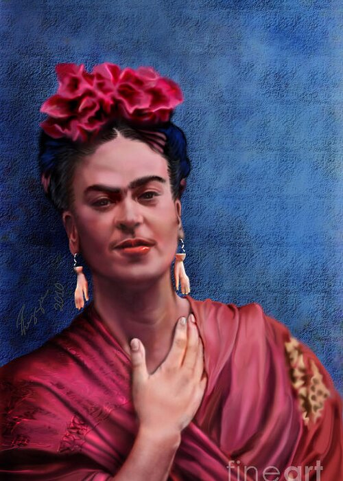 Frida Greeting Card featuring the painting Frida- Beyond Flesh by Reggie Duffie