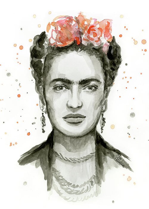 Frida Kahlo Greeting Card featuring the painting Frida Kahlo Portrait by Olga Shvartsur