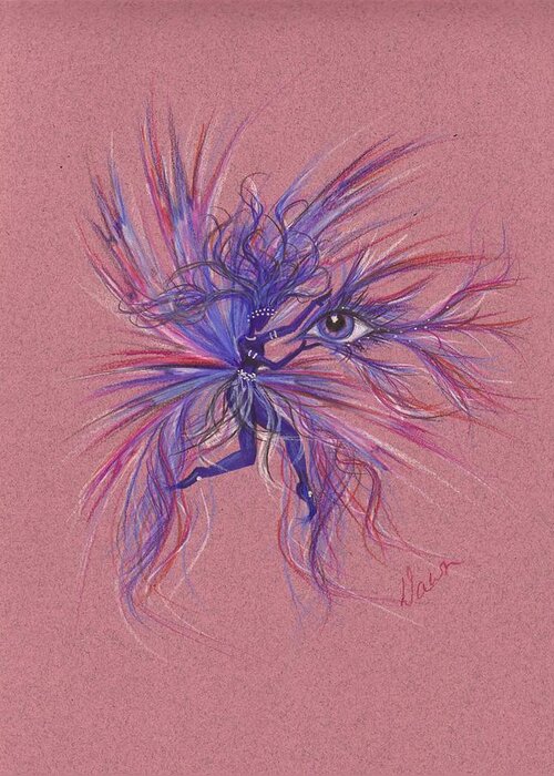 Eye Greeting Card featuring the drawing Friday Blue by Dawn Fairies