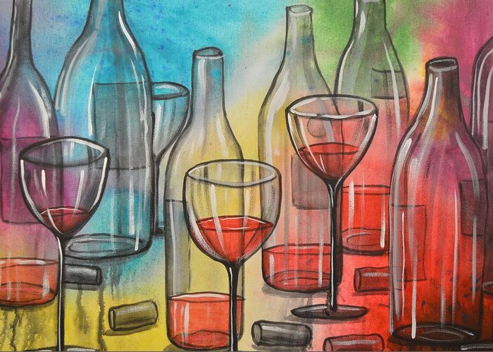 Wine Greeting Card featuring the painting Friday Night by Amy Giacomelli
