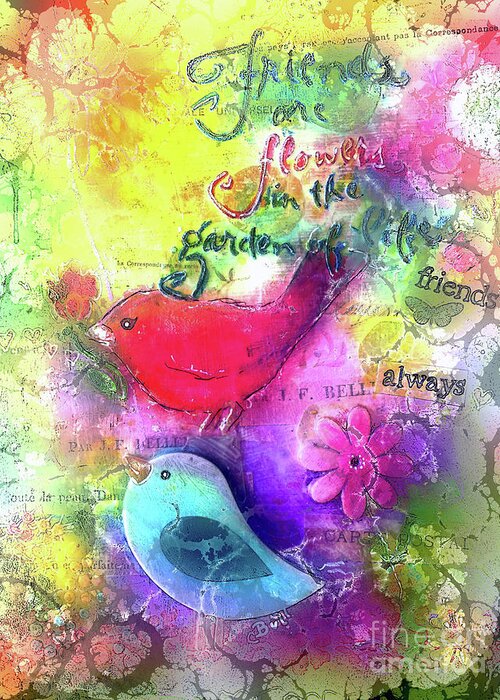Birds Greeting Card featuring the digital art Friends Always by Claire Bull