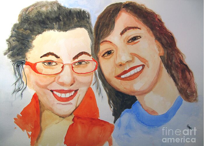 Friends Greeting Card featuring the painting Friends by Sandy McIntire