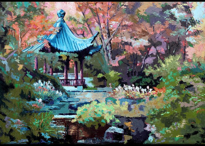 Garden Greeting Card featuring the painting Friendship Garden by John Lautermilch