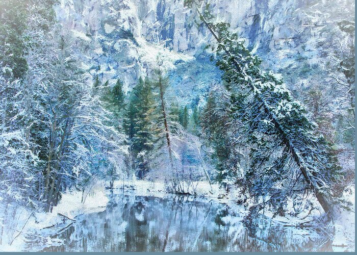 Landscape Greeting Card featuring the photograph Frozen in Blue by Susan Eileen Evans