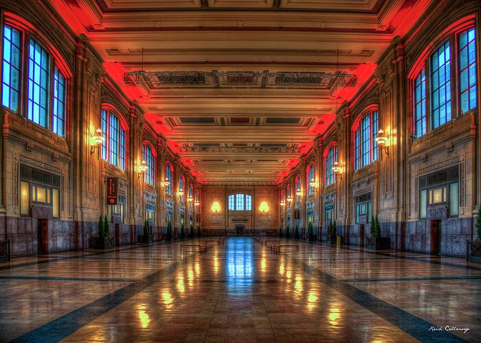 Reid Callaway Kansas City Greeting Card featuring the photograph Kansas City MO Frozen In Time Union Station Interior Design Reflections Architectural Art by Reid Callaway