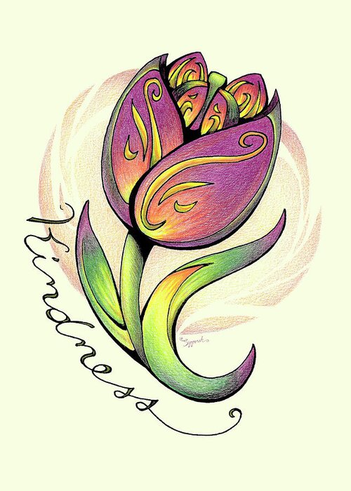 Nature Greeting Card featuring the drawing Inspirational Flower TULIP by Sipporah Art and Illustration
