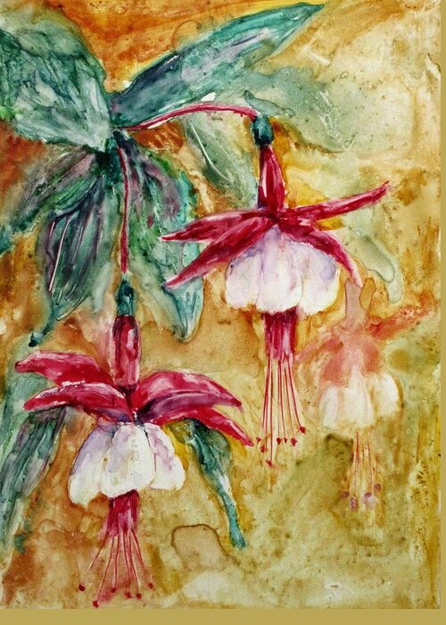 Flowers Greeting Card featuring the painting Fuchsia by Suzanne Krueger