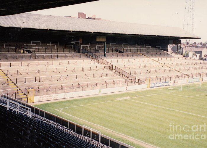 Fulham Greeting Card featuring the photograph Fulham - Craven Cottage - North Stand Hammersmith End 1 - April 1991 by Legendary Football Grounds