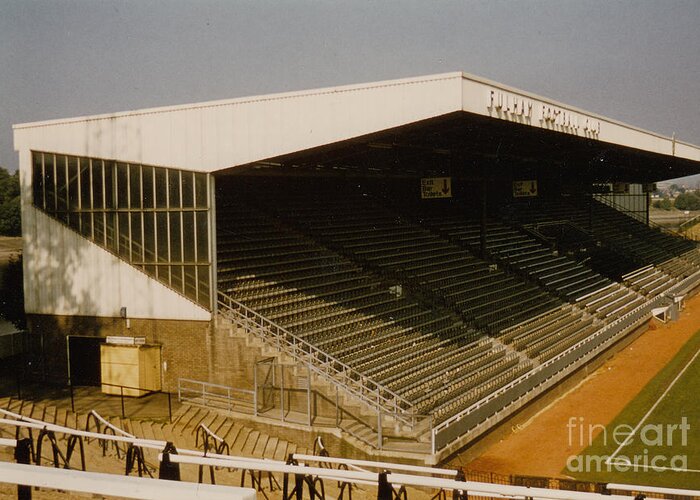 Fulham Greeting Card featuring the photograph Fulham - Craven Cottage - Riverside Stand 2 - August 1986 by Legendary Football Grounds