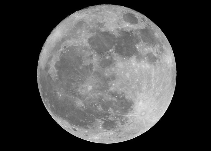 Moon Greeting Card featuring the photograph Full Moon in Black and White by Paul Topp