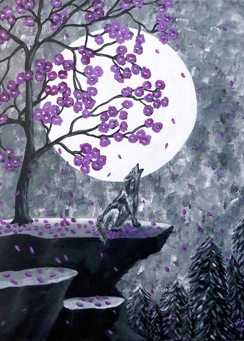 Animals Greeting Card featuring the painting Full Moon Magic by Teresa Wing
