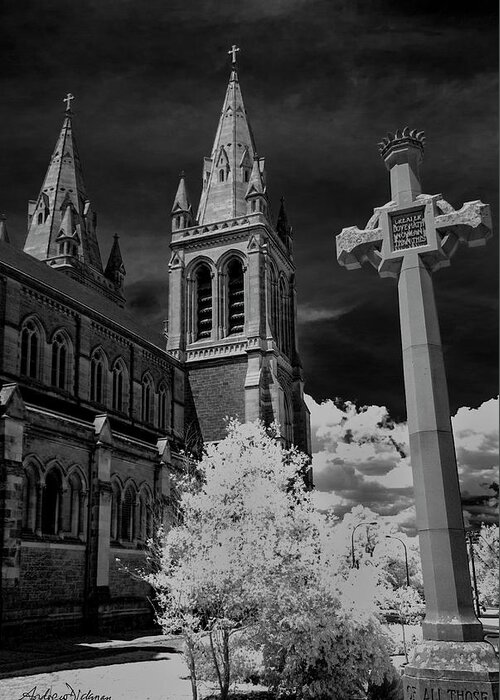 Infrared Greeting Card featuring the photograph G R A V E by Andrew Dickman