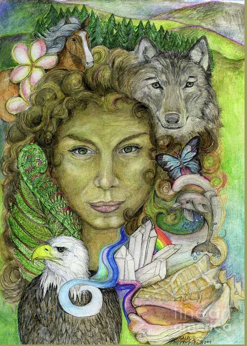 Gaia Greeting Card featuring the painting Gaia by Jo Thomas Blaine