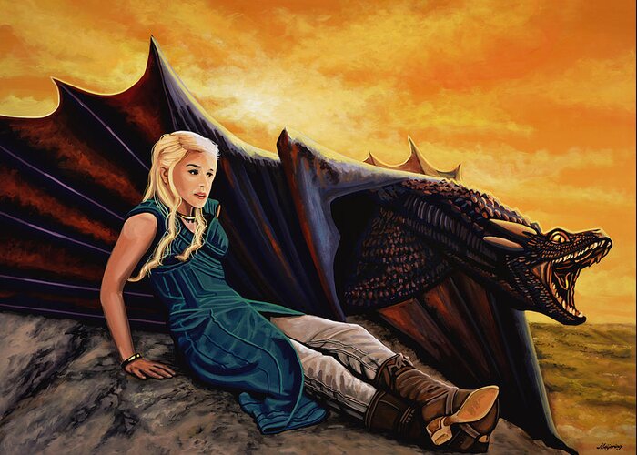 Daenerys Greeting Card featuring the painting Game Of Thrones Painting by Paul Meijering