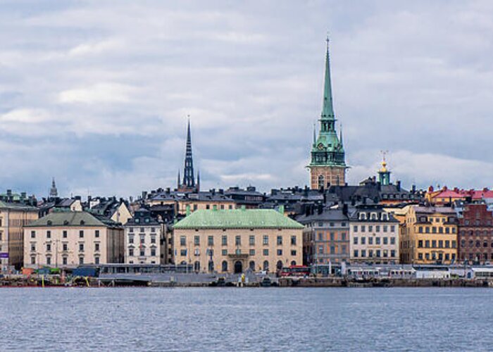 Gamla Stan Stockholm's Entrance By The Sea Greeting Card featuring the photograph Gamla Stan Stockholm's entrance by the sea by Torbjorn Swenelius