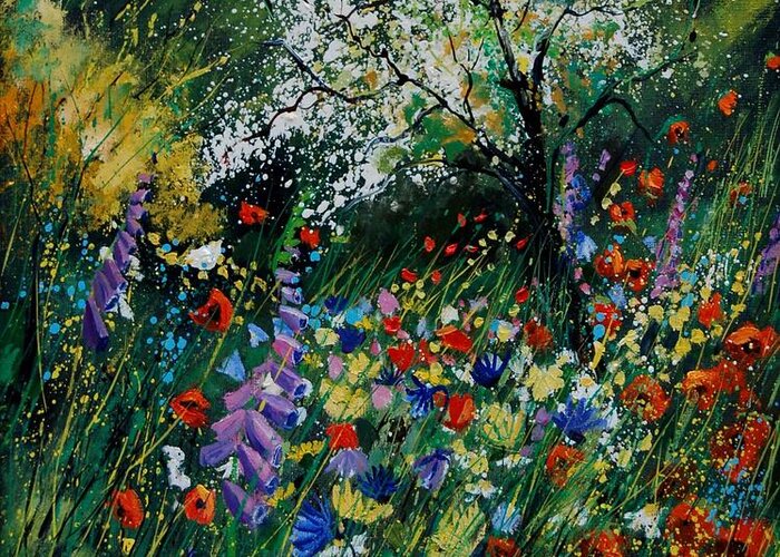 Flowers Greeting Card featuring the painting Garden Flowers by Pol Ledent