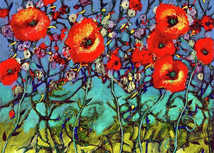 Florals Greeting Card featuring the painting Garden Rendezvous by Ford Smith