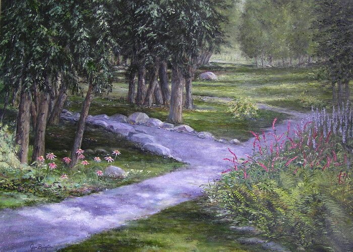Garden Greeting Card featuring the painting Garden walk by Jan Byington