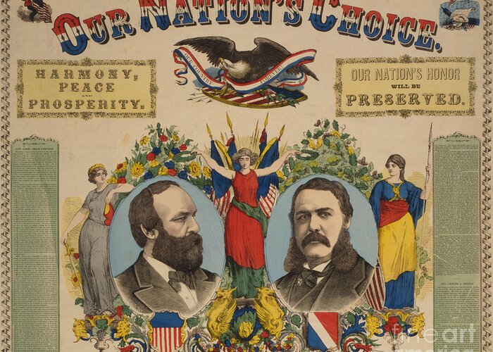 Government Greeting Card featuring the photograph Garfield-arthur Campaign Poster, 1880 by Science Source