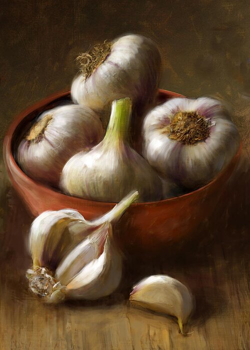 Garlic Greeting Card featuring the painting Garlic by Robert Papp