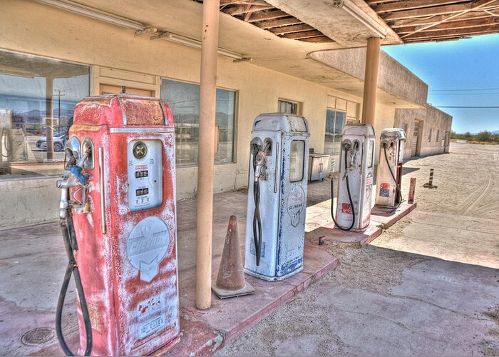 Gas Pumps Greeting Card featuring the photograph Gas Pumps by Matthew Bamberg