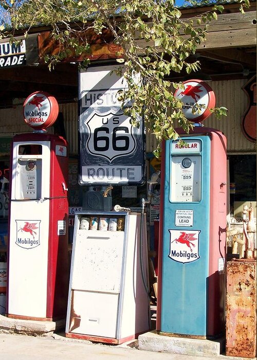 Gas Station Greeting Card featuring the photograph Gas Station on Route 66 by Gwenn Dunlap