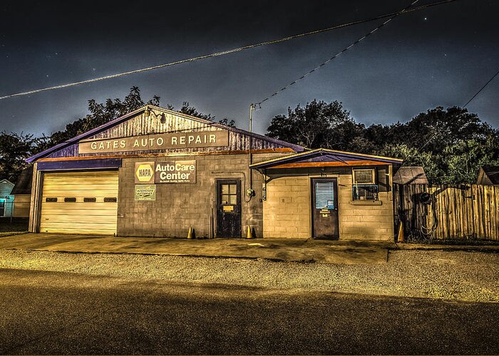 Gates Greeting Card featuring the photograph Gates Auto Repair by David Morefield