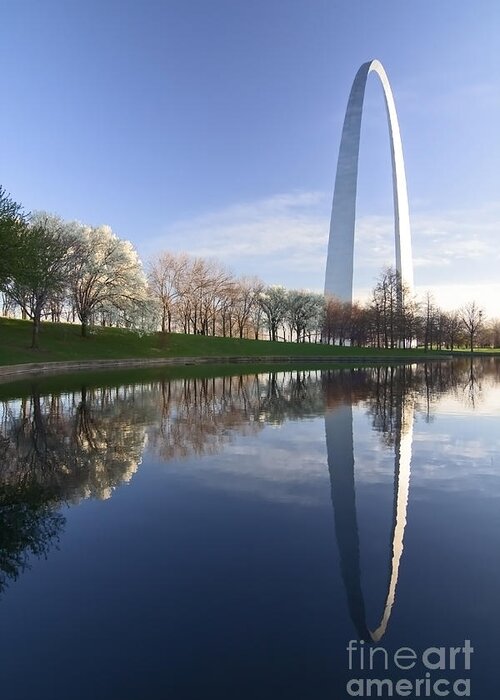 Gateway Arch Greeting Card featuring the photograph Gateway Arch and reflection by Sven Brogren