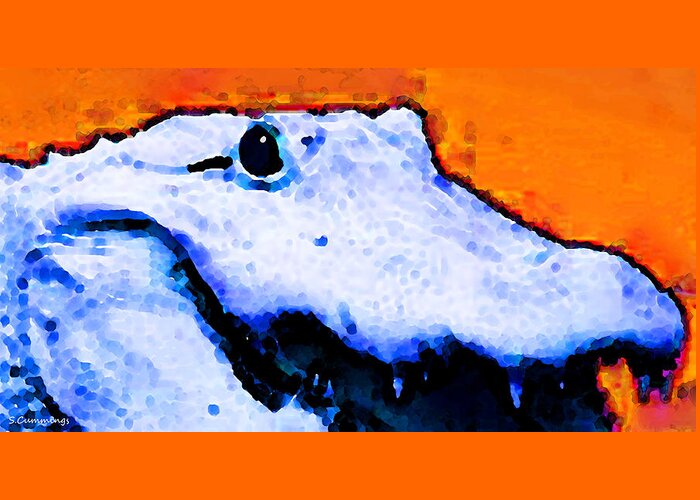 Gator Greeting Card featuring the painting Gator Art - Swampy by Sharon Cummings