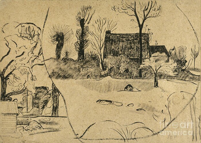 1888 Greeting Card featuring the photograph GAUGUIN: PONT-AVEN, c1888 by Granger
