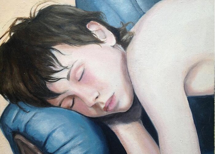 Gay Men Young Boy Nude Sleeping Greeting Card by Alexy Berthelot