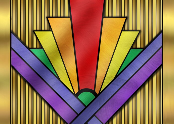 Staley Greeting Card featuring the digital art Rainbow Art Deco by Chuck Staley