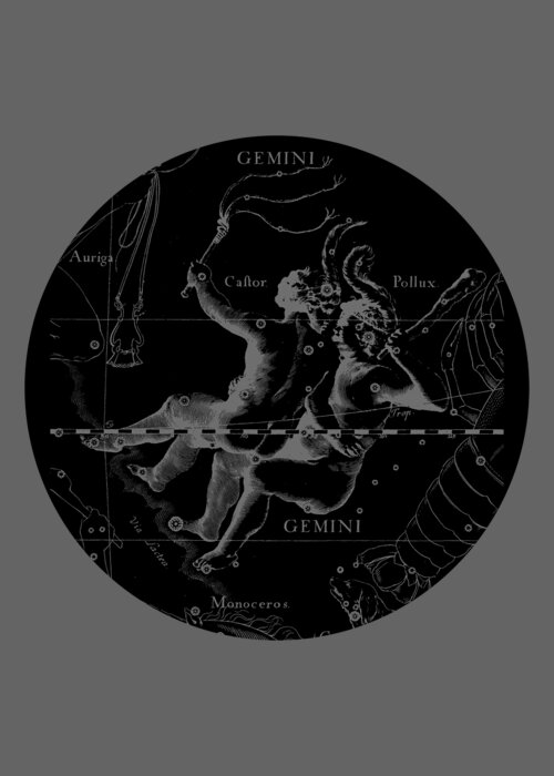 Gemini Greeting Card featuring the digital art Gemini Zodiac Sign Hevelius Circa 1690 by Garaga Designs
